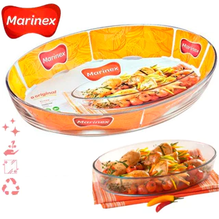 Travessa Oval Marinex 2,4 Litros Assadeira de vidro Temperado forma grande (ENVIO IMEDIATO)