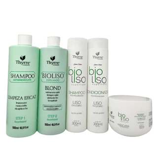Kit BioLiso 500ml + Kit Home Care Escova Progressiva Selagem 0% Formol Semi-Definitiva Thyrre