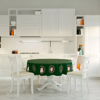 NATAL: TOALHA DE MESA REDONDA NATALINA PARA 4 LUGARES TECIDO OXFORD 140X140
