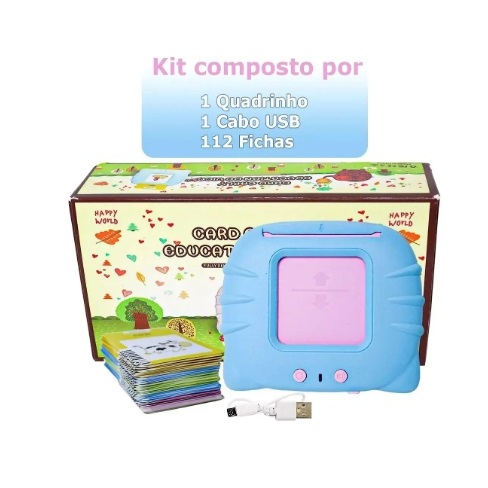 Brinquedo Educativo Cards Português / Inglês com Som Aprendizado Alfabetização Crianças Educação com Interação