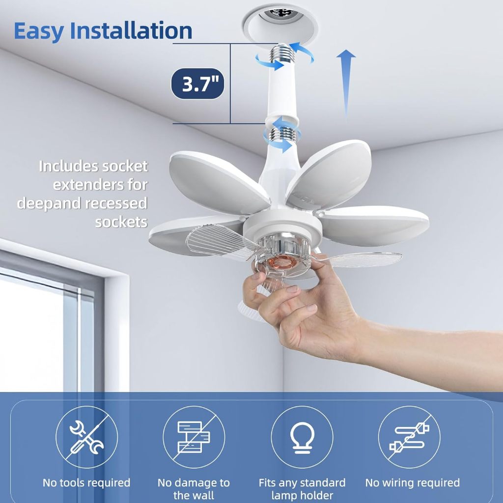 Ventilador de Teto Com Led e Controle Remoto Regulável 4 Velocidades Ventoinhas Silenciosas - BINGO