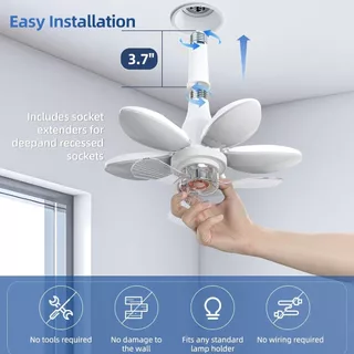 Ventilador de Teto Com Led e Controle Remoto Regulável 4 Velocidades Ventoinhas Silenciosas - BINGO