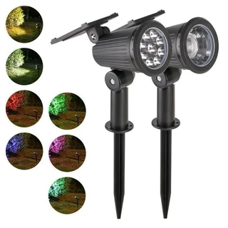 Luminária Projetor Solar Para Jardim Espeto Spot LED A Prova D'agua RGB 7 Opção de Cores