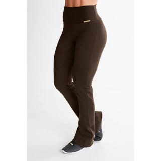 Calça Legging Bailarina Flare Marrom Boca de Sino Suplex Moda Fitness Não Transparente Cintura Alta Plus Size Academia Dia a Dia Casual Exercícios Yoga