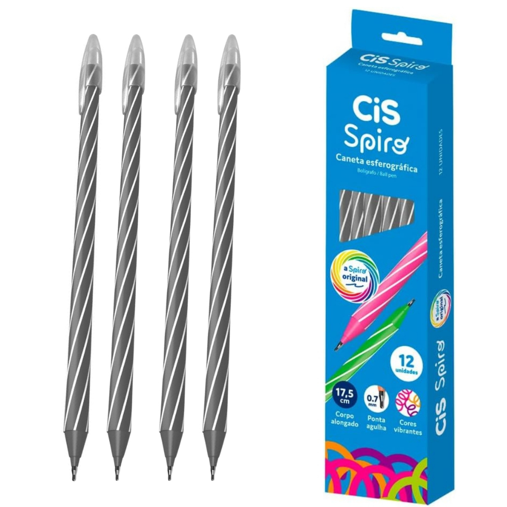 Kit Promocional Caneta Esferográfica 0.7 Preta Spiro - Cis | Shopee Brasil