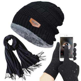 Kit Frio Touca Gorro + Luva Touch Celular + Cachecol Echarpe