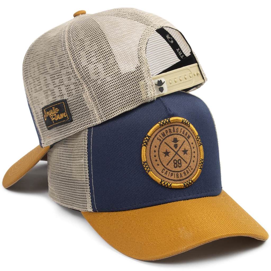 Boné Trucker Azul Simprão Original Aba Curvada Ajustável Boné Trucker Azul Simprão Original Aba Curvada Ajustável