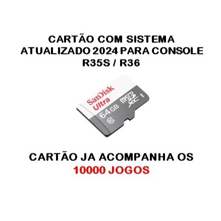 Cartão de Memória para o Console R36S Sistema Ark OS 64gb 10000+ Jogos ...