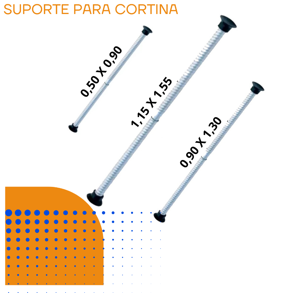 Varão Suporte Regulável Tubo Extensível para Cortina de Box Banheiro Pia 100% Alumínio