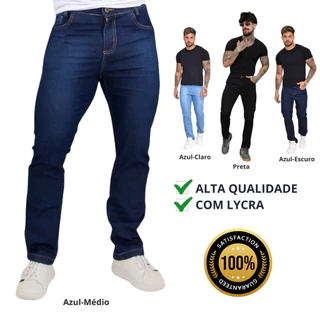 Calça Jeans Masculina Tradicional Com Lycra Elastano