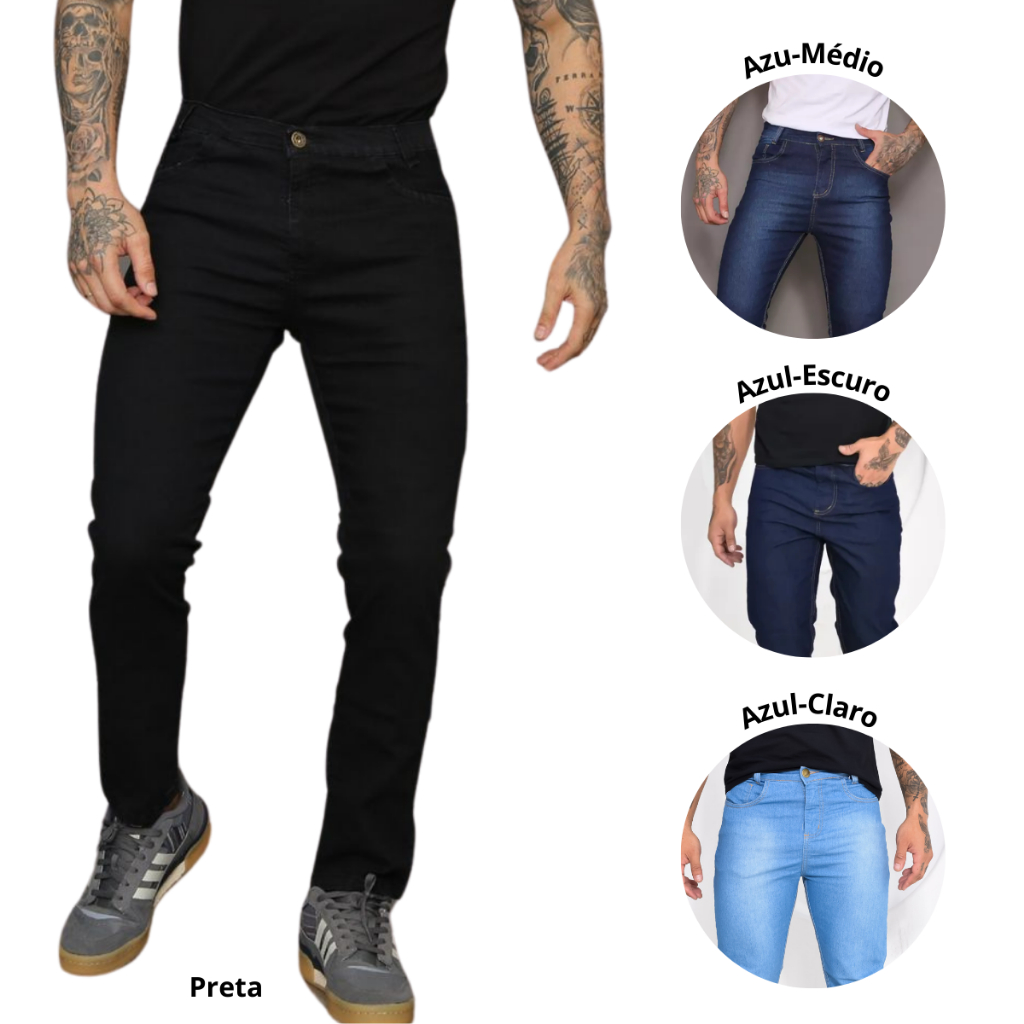 Calça Jeans Masculina Tradicional Com Lycra Básica