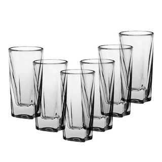 Jogo De 6 Copos Altos De Vidro 250ml Quadrado Dolce Home Cor Incolor