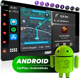Central Multimídia 7 polegadas Android 13 2Gb CarPlay Android Auto Sem Fio Wifi GPS S700 Svart