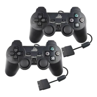 Kit 2 Controles para Ps2 Com Fio preto