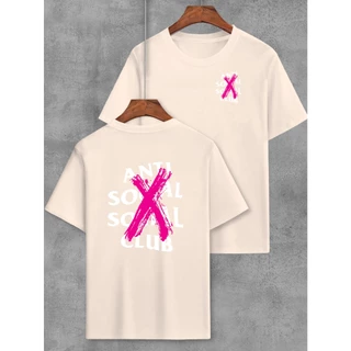 Camiseta Estampa Frente e Costa No Anti Social Club ou Lisa Unissex Preta Bege