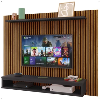 Painel Nairóbi Tv 32 36 40 42 46 48" Ripado Liso Decoração Sala Prateleira Nicho - Várias Cores