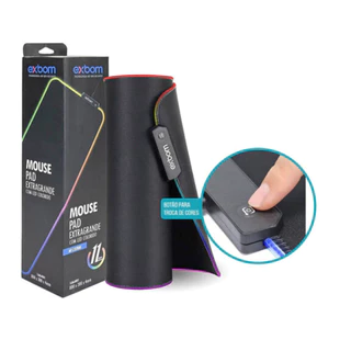 Mouse Pad Gamer Grande com Led RGB 7 Cores 30cm x 80cm Exbom