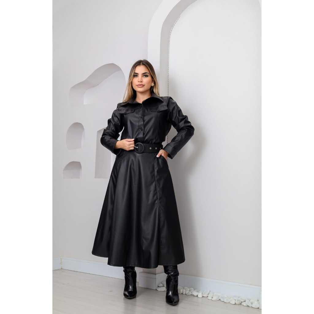 COMBO looks Camisa Couro Estilo jaqueta CAMISAO feminina Courino