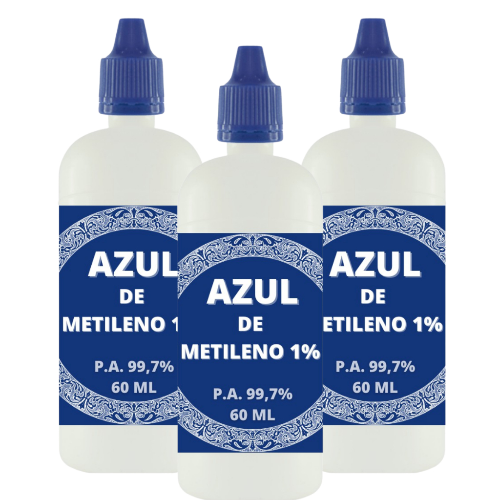 Azul de Metileno 1% PA Puro 60ml 3 UNIDADES | Shopee Brasil