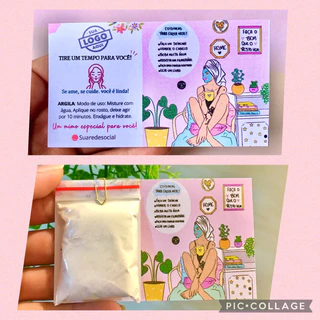 20/50 lembrancinha para cliente personalizado argila branca e verde kit sachê de argila feminino com mimo dia da mulher em Oferta na Shopee