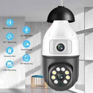 Câmera Segurança Wifi Dupla-lentes Lâmpada Visão Noturna 360 Icsee