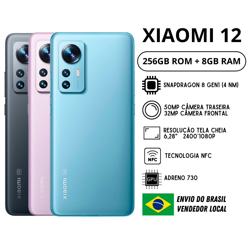 Celular Xiaomi 12 5G 256GB / 8 GB RAM | Câmera 50MP , Processador ...