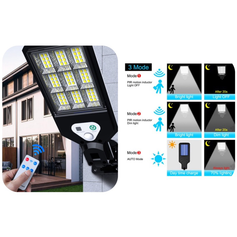 Luminária Solar Poste Público Refletor Solar Super Branca 100 Leds 72Leds