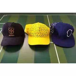 Kit 3 Bonés Seleção Brasileira - Brasil - Amarelo Preto Azul - Original CBF - Snapback