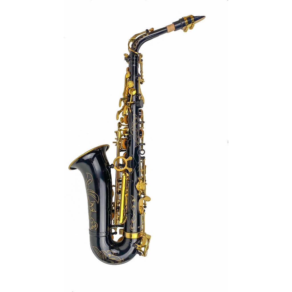 Saxofone Alto Mib Preto Com Chaves Douradas HAL1100 Marca HALK