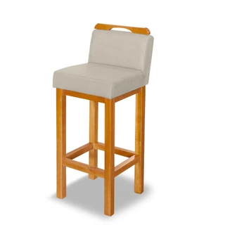 Banqueta Alta Decorativa Com Encosto Para Cozinha Balcão e Bistro Base De Madeira