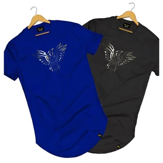 Kit 2 Camisa Camiseta Masculina Longline Aguia Algodao Blusa Algodão StreetWear USA