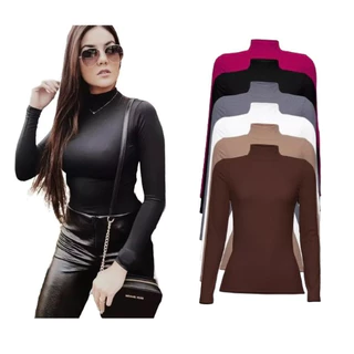 Blusa Blusinha Feminina Segunda Pele Gola Alta Cacharrel Frio Inverno Manga Longa