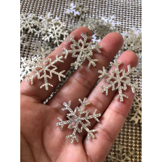 Floco de neve Glitter prata 30mm em poliester -10unid