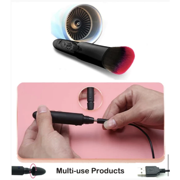 Vibrador Bullet con 10 Vibraciones Formato Brocha de Maquillaje Súper Potente Recargable por USB