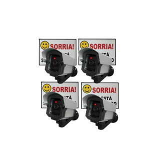 Kit 4 câmera falsa com led + placa sorria
