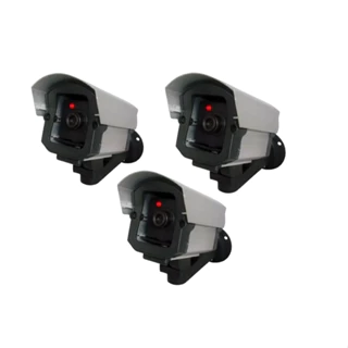Kit 3 câmera falsa com led p/segurança