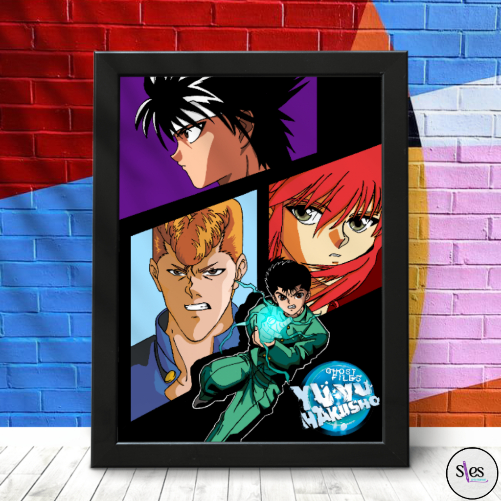 Quadro decorativo com moldura Yuyu Hakusho Yusuke Kuwabara Kurama Hiei ...