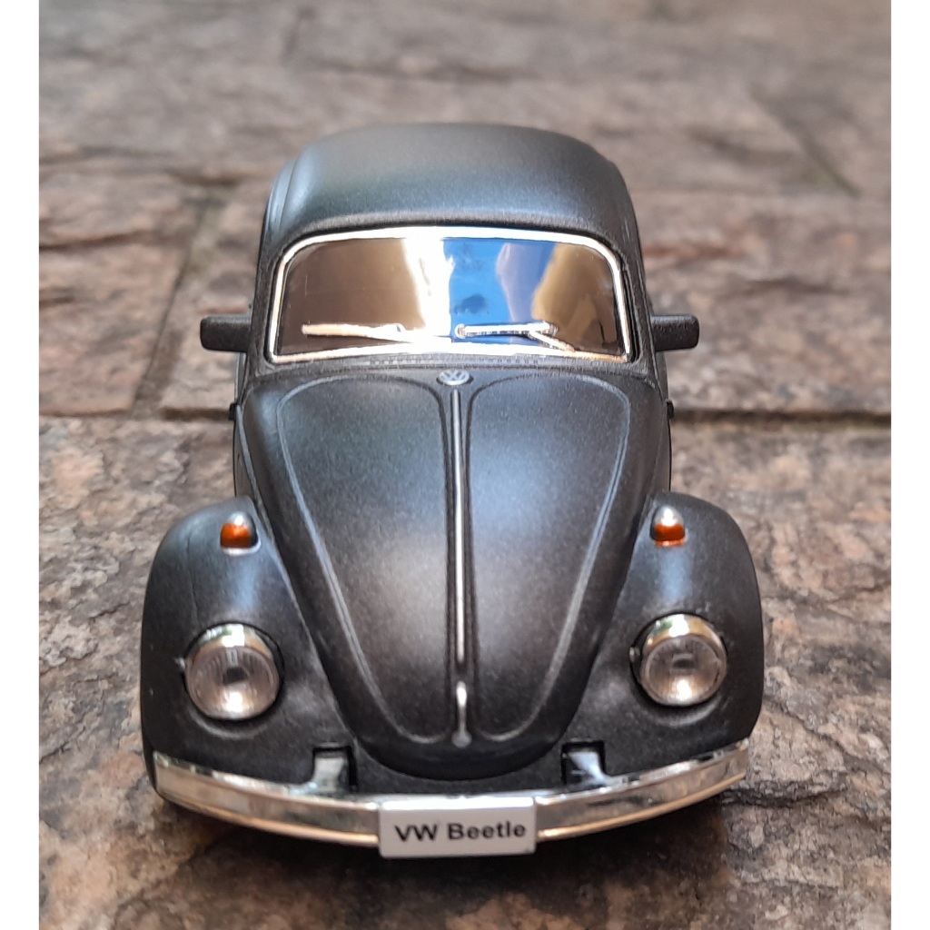 Miniatura Fusca Volkswagen Beetle Cinza Fosco Rmz Metal e Fricção