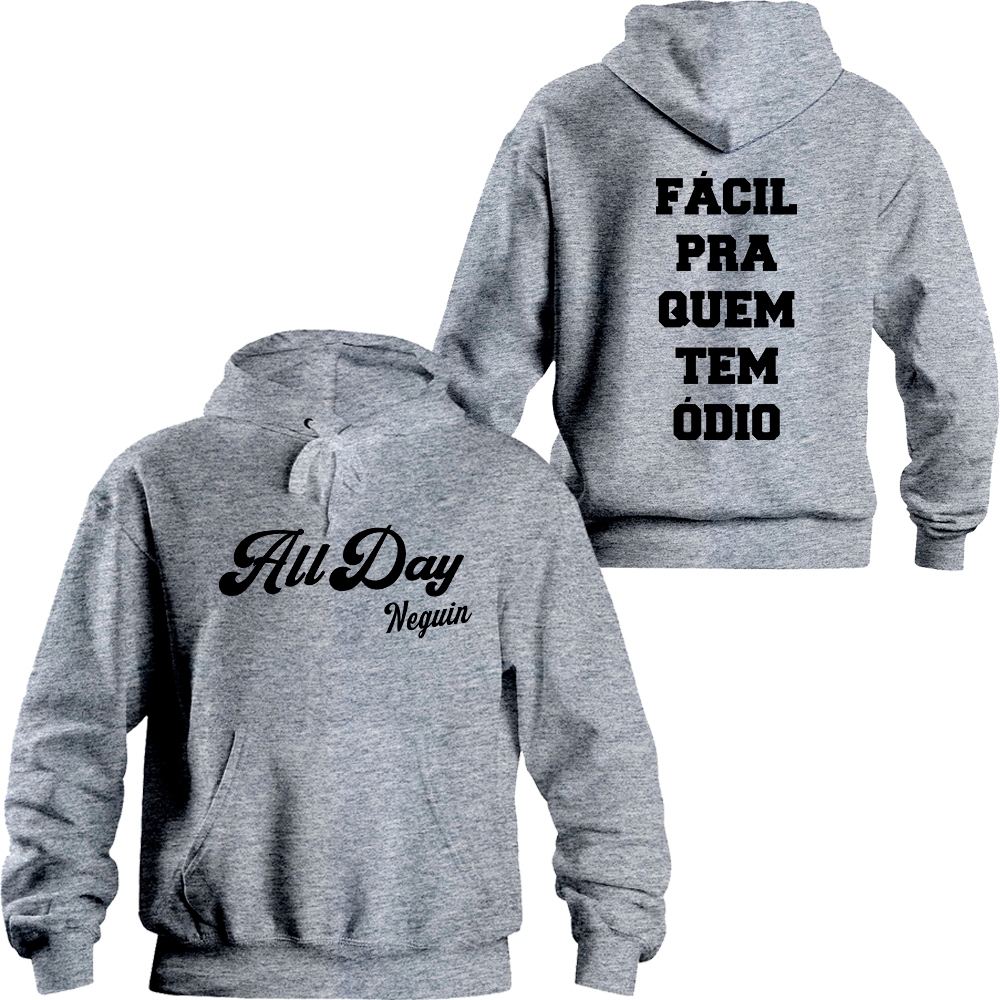 Moletom Canguru Treino Facil Pra Quem Tem Odio Frase Estampada Academia Inverno Estiloso