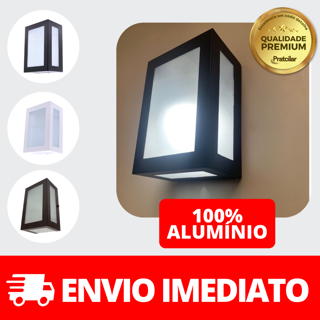 Arandela 5 Vidros E27 - Ótima Iluminação, Alumínio e Vidro