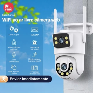 Câmera De Segurança Lente Dupla APP ICSEE IP66 WiFi 360° Sensor Visão Noturna Externa