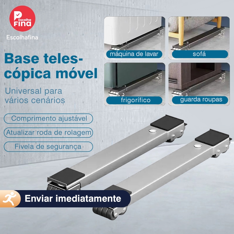 Base móvel ajustável com rodas para geladeira, máquina de lavar, sofá, guarda-roupa