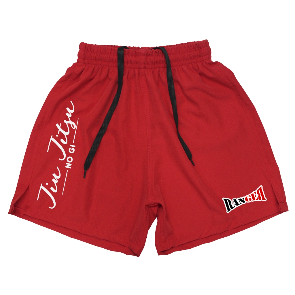 Short Bermuda Nogi Jiu Jitsu Vermelho Com Corte Lateral Elastano