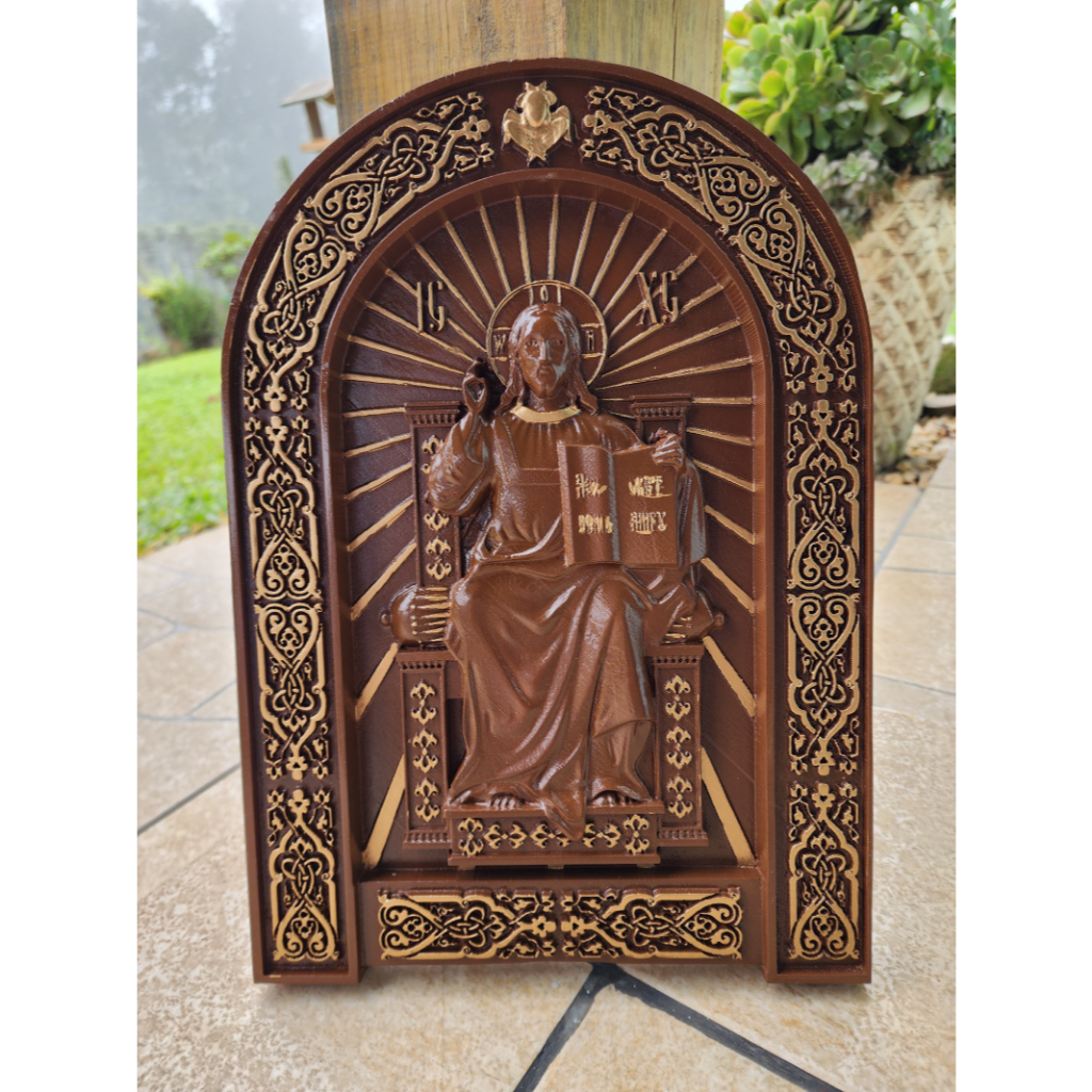 Quadro Nosso Senhor Jesus todo Poderoso Placa de Madeira