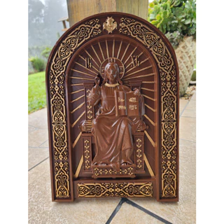 Quadro Nosso Senhor Jesus todo Poderoso Placa de Madeira
