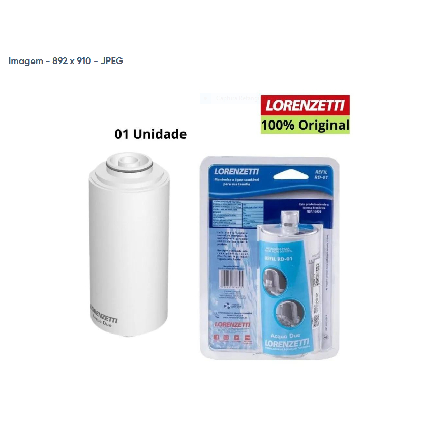 Refil (Vela) para Filtro Purificador Acqua Due (RD-01) original Lorenzetti - 7411042