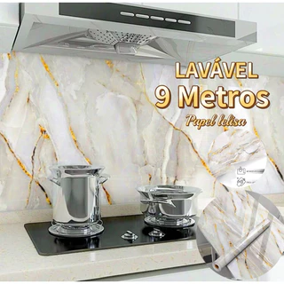 papel de parede Adesivos Brilante Lavável Mármore Dourado 9 Metro x 60cm Resistente a Agua/Óleo material lavável