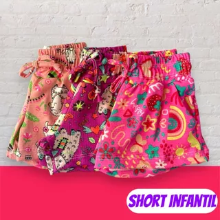 5 short infantil para meninas malha tecido confortável moda verão