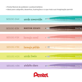 Kit Brush Pen Sign Pentel - Novas Cores