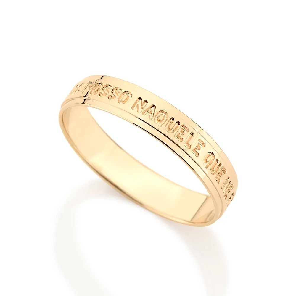 Anel De Ouro 18k Feminino Rommanel Religioso Tudo Posso Naquele Que Me Fortalece 511476